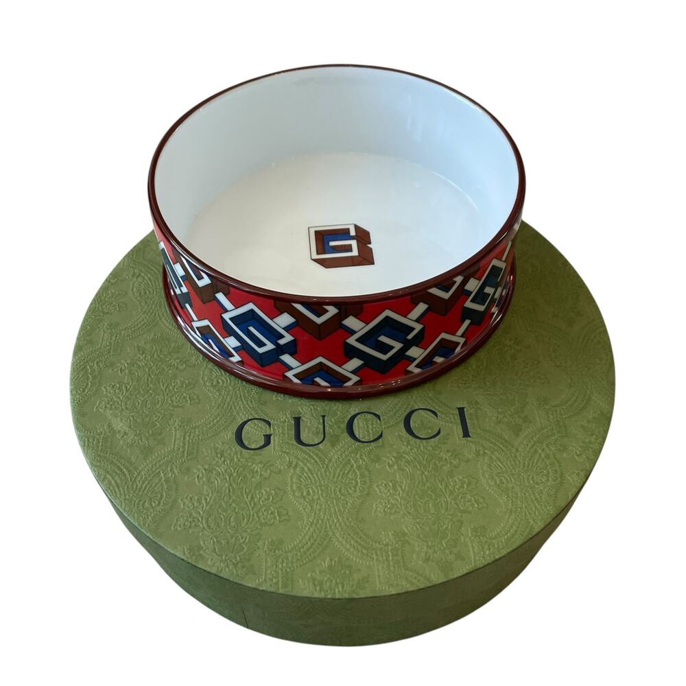 Gucci X Richard Ginori Geometric Dog Food Bowl Water Bowl Large w/ Box NEW - Picture 15 of 16